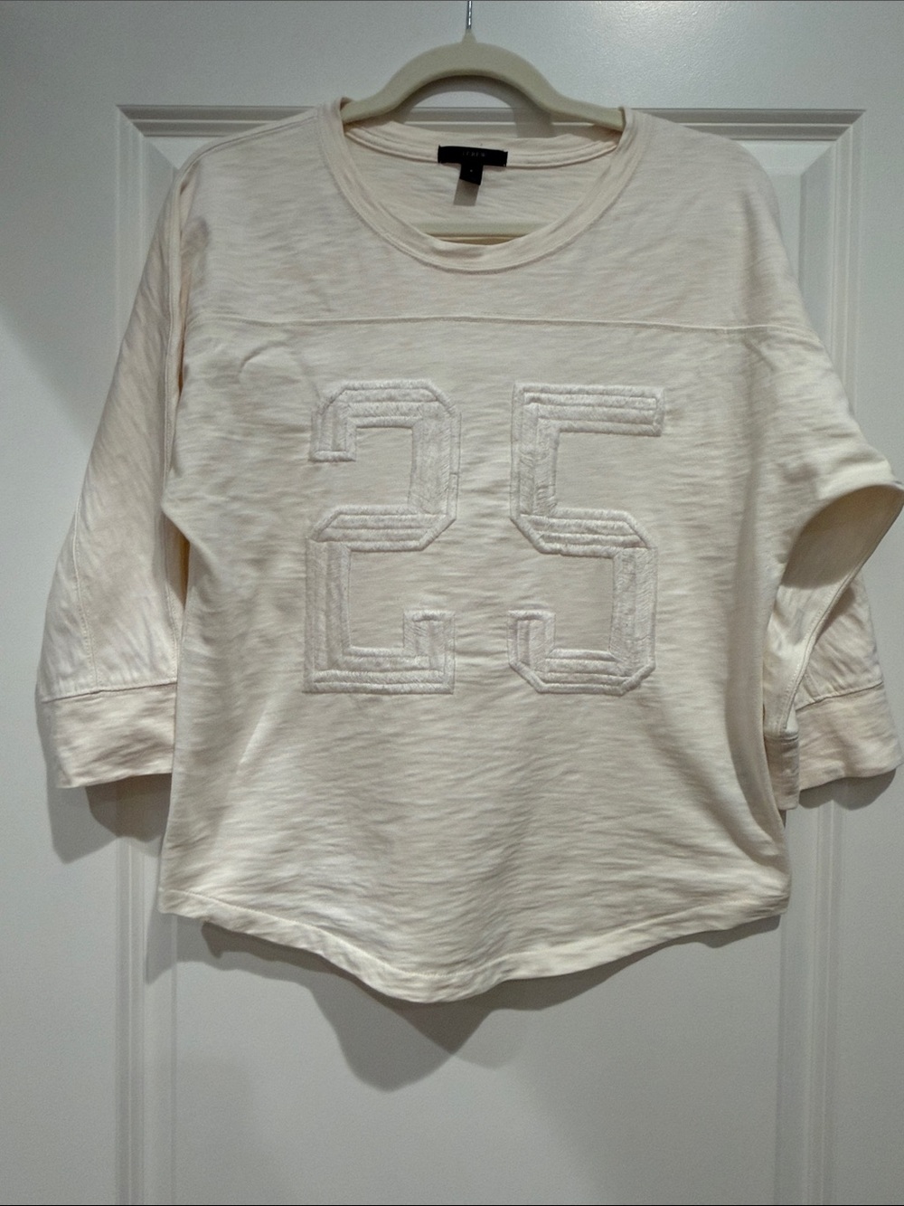 J Crew Women’s Rugby Cream 3/4 Sleeve Casual Jersey Tee, small